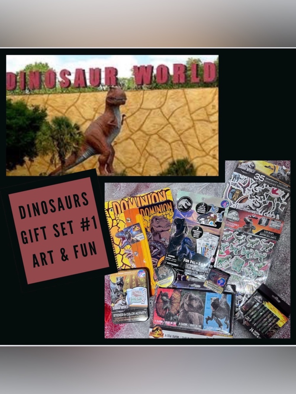 NEW: KID PACK 10 ITEMS Jurassic World THEMED GIFT SET Over a 100 pcs